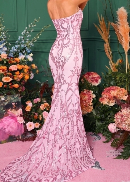 PINK MERMAID FLORAL EMBROIDERED PREMIUM BRAND AND QUALITY DRESS - Picture 15 of 16